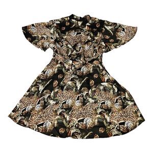 QED London Size 10 Cheetah, Plant Print Dress
